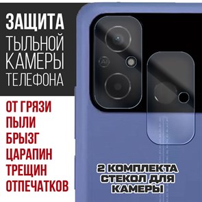 Стекло защитное гибридное Krutoff для камеры Xiaomi POCO C55 (2 шт.)