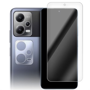 Стекло защитное гибридное Krutoff для Xiaomi Poco X5 + защита камеры (2 шт.)