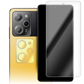 Стекло защитное гибридное Krutoff для Xiaomi Poco X5 Pro + защита камеры (2 шт.)