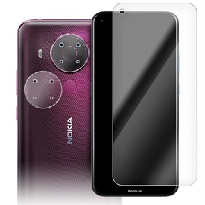Стекло защитное гибридное Krutoff для Nokia 5.4 + защита камеры (2 шт.)