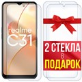 Комплект из 3-x защитных гибридных стекол Krutoff для Realme C31 - фото 653037